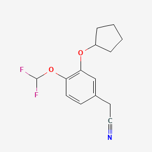 molecular formula C14H15F2NO2 B8296758 (3-Cyclopentyloxy-4-difluoromethoxyphenyl)acetonitrile CAS No. 153587-15-6