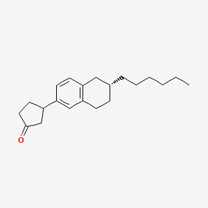 molecular formula C21H30O B8296785 3-((R)-6-hexyl-5,6,7,8-tetrahydronaphthalen-2-yl)cyclopentanone 