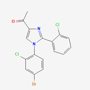 molecular formula C17H11BrCl2N2O B8296813 1-(1-(4-bromo-2-chlorophenyl)-2-(2-chlorophenyl)-1H-imidazol-4-yl)ethanone 