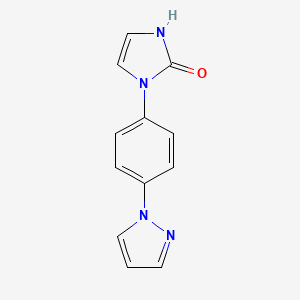 molecular formula C12H10N4O B8296945 1-[4-(1H-1-pyrazolyl)phenyl]-2(1H,3H)-imidazolone 