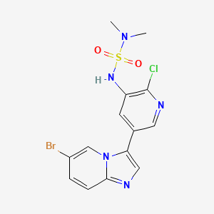 molecular formula C14H13BrClN5O2S B8296957 N-(5-(6-bromoimidazo[1,2-a]pyridin-3-yl)-2-chloropyridin-3-yl)dimethylaminosulfonamide 