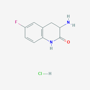 molecular formula C9H10ClFN2O B8296970 3-amino-6-fluoro-3,4-dihydro-2(1H)-quinolinone monohydrochloride 