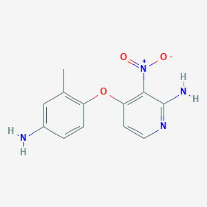 molecular formula C12H12N4O3 B8297095 4-(4-Amino-2-methylphenoxy)-3-nitropyridin-2-amine 