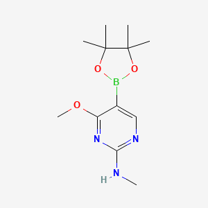 molecular formula C12H20BN3O3 B8297288 4-Methoxy-N-methyl-5-(4,4,5,5-tetramethyl-1,3,2-dioxaborolan-2-YL)pyrimidin-2-amine 