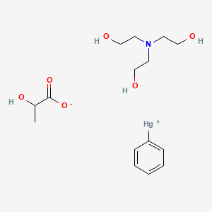 molecular formula C15H25HgNO6 B8297399 2-[Bis(2-hydroxyethyl)amino]ethanol;2-hydroxypropanoate;phenylmercury(1+) CAS No. 23319-66-6