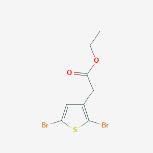 molecular formula C8H8Br2O2S B8297554 Ethyl 2-(2,5-dibromothiophen-3-yl)acetate 