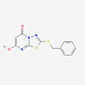 molecular formula C12H9N3O2S2 B8297605 2-(Benzylthio)-7-hydroxy-5H-1,3,4-thiadiazolo(3,2-a)pyrimidin-5-one 