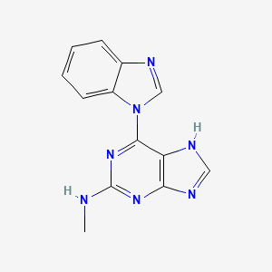 molecular formula C13H11N7 B8297650 6-(1H-benzimidazol-1-yl)-N-methyl-9H-purin-2-amine 