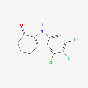 molecular formula C12H8Cl3NO B8297655 5,6,7-Trichloro-2,3,4,9-tetrahydro-1H-carbazol-1-one 