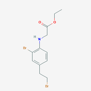 molecular formula C12H15Br2NO2 B8297685 Ethyl N-[2-bromo-4-(2-bromoethyl)phenyl]aminoacetate 