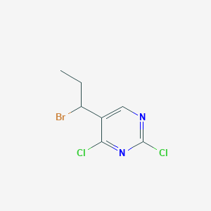molecular formula C7H7BrCl2N2 B8297709 (+/-)-5-(1-Bromopropyl)-2,4-dichloro-pyrimidine 