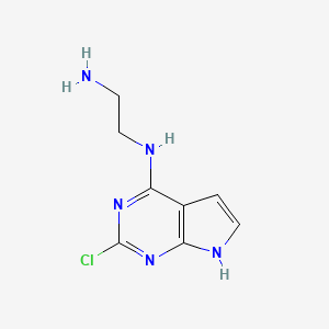 molecular formula C8H10ClN5 B8297837 N-(2-aminoethyl)-2-chloro-7H-pyrrolo[2,3-d]pyrimidin-4-amine 