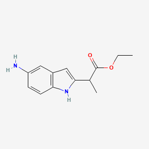 molecular formula C13H16N2O2 B8297851 ethyl 2-(5-amino-1H-indol-2-yl)propanoate 
