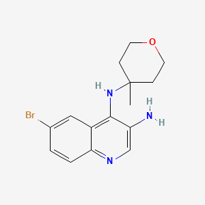 6-Bromo-N'-(4-methyloxan-4-yl)quinoline-3,4-diamine