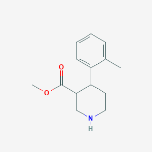 molecular formula C14H19NO2 B8297898 methyl (3RS,4SR)-4-o-tolyl-piperidine-3-carboxylate 