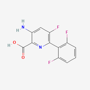 molecular formula C12H7F3N2O2 B8297939 3-Amino-6-(2,6-difluorophenyl)-5-fluoropicolinic acid CAS No. 1052714-16-5