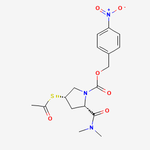 molecular formula C17H21N3O6S B8298123 (2S,4S)-1-(p-nitrobenzyloxycarbonyl)-2-dimethylcarbamoyl-4-acetylthiopyrrolidine 