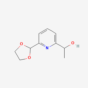 molecular formula C10H13NO3 B8298178 1-(6-[1,3]Dioxolan-2-yl-pyridin-2-yl)ethanol CAS No. 208111-25-5