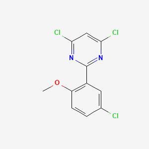 molecular formula C11H7Cl3N2O B8298292 4,6-Dichloro-2-(5-chloro-2-methoxy-phenyl)-pyrimidine 