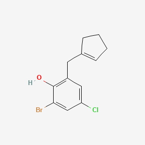 molecular formula C12H12BrClO B8298463 2-Bromo-4-chloro-6-(cyclopentenylmethyl)phenol 