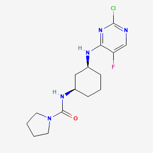 molecular formula C15H21ClFN5O B8298499 N-((1R,3S)-3-((2-Chloro-5-fluoropyrimidin-4-yl)amino)cyclohexyl)pyrrolidine-1-carboxamide 