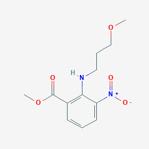 molecular formula C12H16N2O5 B8298538 Methyl 2-(3-methoxypropylamino)-3-nitrobenzoate 