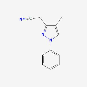 molecular formula C12H11N3 B8298609 2-(4-Methyl-1-phenyl-1H-pyrazol-3-yl)acetonitrile 