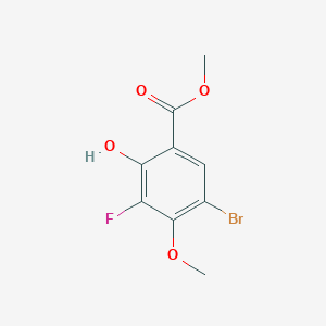molecular formula C9H8BrFO4 B8298666 Benzoic acid, 5-bromo-3-fluoro-2-hydroxy-4-methoxy-, methyl ester 
