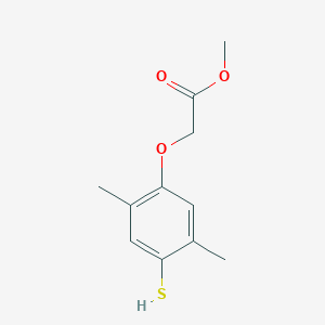 molecular formula C11H14O3S B8298682 (4-Mercapto-2,5-dimethyl-phenoxy)-acetic acid methyl ester 