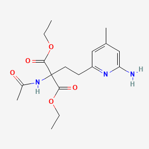 molecular formula C17H25N3O5 B8298702 Diethyl 2-acetamido-2-(2-(6-amino-4-methylpyrid-2-yl)ethyl)malonate 