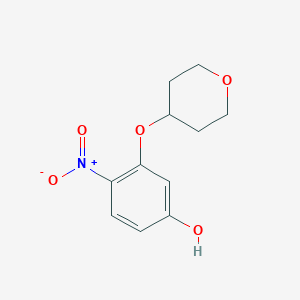 molecular formula C11H13NO5 B8298743 4-Nitro-3-(tetrahydro-2H-pyran-4-yloxy)phenol 