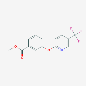 molecular formula C14H10F3NO3 B8298785 3-(5-Trifluoromethyl-pyridin-2-yloxy)-benzoic acid methyl ester 