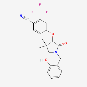molecular formula C21H19F3N2O3 B8298846 4-[1-(2-Hydroxy-benzyl)-4,4-dimethyl-2-oxo-pyrrolidin-3-yloxy]-2-trifluoromethyl-benzonitrile 