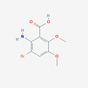 molecular formula C9H10BrNO4 B8299050 2-Amino-3-bromo-5,6-dimethoxybenzoic acid 