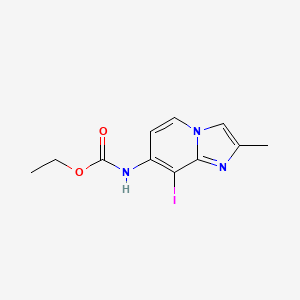 molecular formula C11H12IN3O2 B8299074 8-Iodo-7-ethoxycarbonylamino-2-methylimidazo[1,2-a]pyridine 