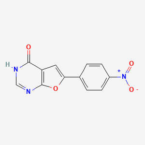 molecular formula C12H7N3O4 B8299132 4-Hydroxy-6-(4-nitrophenyl)furo[2,3-d]pyrimidine 