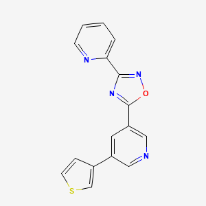 molecular formula C16H10N4OS B8299138 3-(2-Pyridyl)-5-[5-(3-thienyl)-pyrid-3-yl]-1,2,4-oxadiazole 