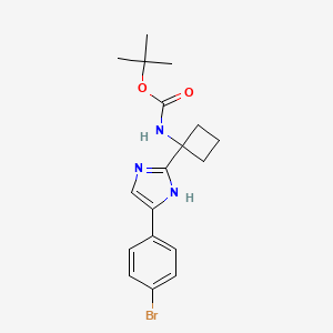 molecular formula C18H22BrN3O2 B8299290 {1-[5-(4-Bromo-phenyl)-1h-imidazol-2-yl]-cyclobutyl}-carbamic acid tert-butyl ester 