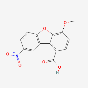 molecular formula C14H9NO6 B8299325 4-Methoxy-8-nitro-dibenzo[b,d]furan-1-carboxylic acid 