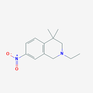 molecular formula C13H18N2O2 B8299333 2-Ethyl-4,4-dimethyl-7-nitro-1,2,3,4-tetrahydroisoquinoline 