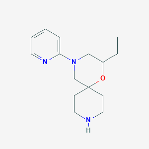 molecular formula C15H23N3O B8299396 10-Ethyl-8-(2-pyridyl)-11-oxa-3,8-diazaspiro[5.5]undecane 