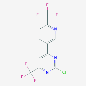 molecular formula C11H4ClF6N3 B8299732 2-Chloro-4-trifluoromethyl-6-(6-trifluoromethyl-pyridin-3-yl)-pyrimidine 