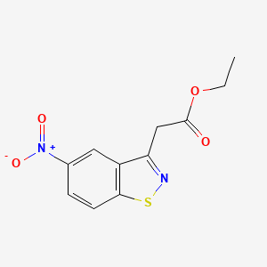 molecular formula C11H10N2O4S B8299738 Ethyl 5-nitro-1,2-benzisothiazole-3-acetate 