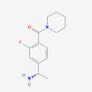 molecular formula C14H19FN2O B8299755 (S)-(4-(1-aminoethyl)-2-fluorophenyl)(piperidin-1-yl)methanone 
