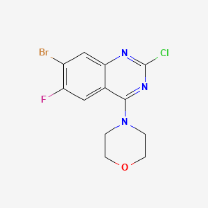 molecular formula C12H10BrClFN3O B8299762 2-Chloro-4-morpholino-6-fluoro-7-bromo-quinazoline CAS No. 1374208-45-3