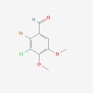 molecular formula C9H8BrClO3 B8299796 2-Bromo-3-chloro-4,5-dimethoxybenzaldehyde 