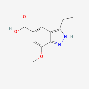 molecular formula C12H14N2O3 B8299889 7-Ethoxy-3-ethyl-1H-indazole-5-carboxylic acid 