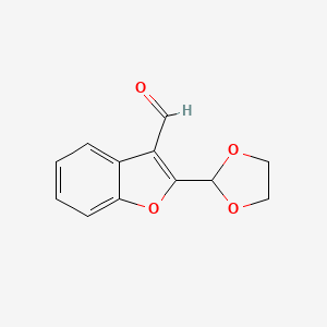 molecular formula C12H10O4 B8299913 2-(1,3-Dioxolan-2-yl)-1-benzofuran-3-carbaldehyde 