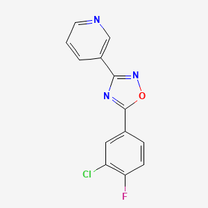 molecular formula C13H7ClFN3O B8299938 5-(3-Chloro-4-fluorophenyl)-3-(pyridin-3-yl)-1,2,4-oxadiazole 