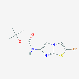 molecular formula C10H12BrN3O2S B8300109 (2-Bromo-imidazo[2,1-b]thiazol-6-yl)-carbamic acid tert-butyl ester 